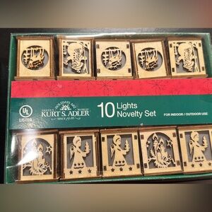 Kurt Adler novelty wooden Christmas string lights, 3 boxes